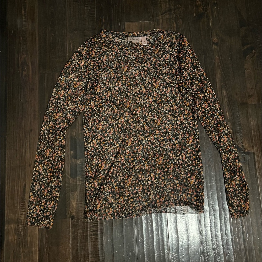 Flower Mesh Long Sleeve Top